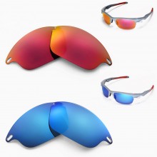 Walleva Fire Red + Ice Blue Polarized Replacement Lenses For Oakley Fast Jacket (OO9097 Series) Sunglasses 